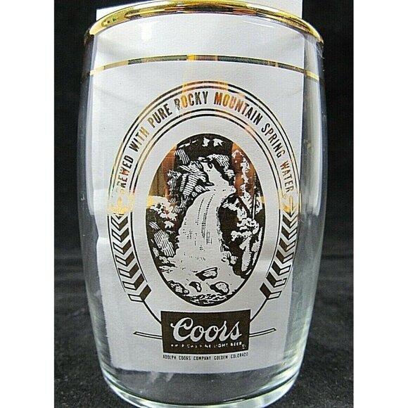 Coors Shooter Barrel Sample Tasting Shot Glasses Gold Color Trim Set of 6 - Picture 3 of 4